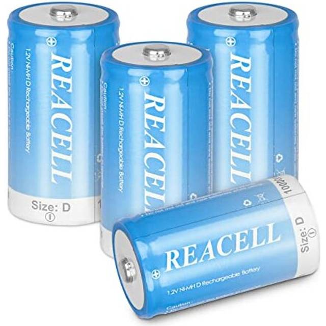 4 Pack NIMH D Size Rechargeable Batteries, 1.2V 10000mAh High Capacity D Battery Cell Rechargeable Batteries with Battery Cases