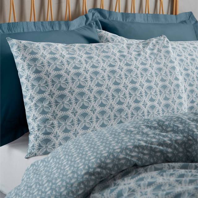 Catherine Lansfield Sardinia Tile Duvet Cover Set - Blue
