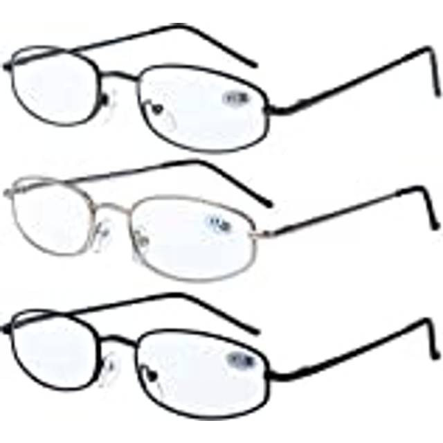 Snygga läsglasögon av metall med klassisk form i 3-pack + 2,00 dpt