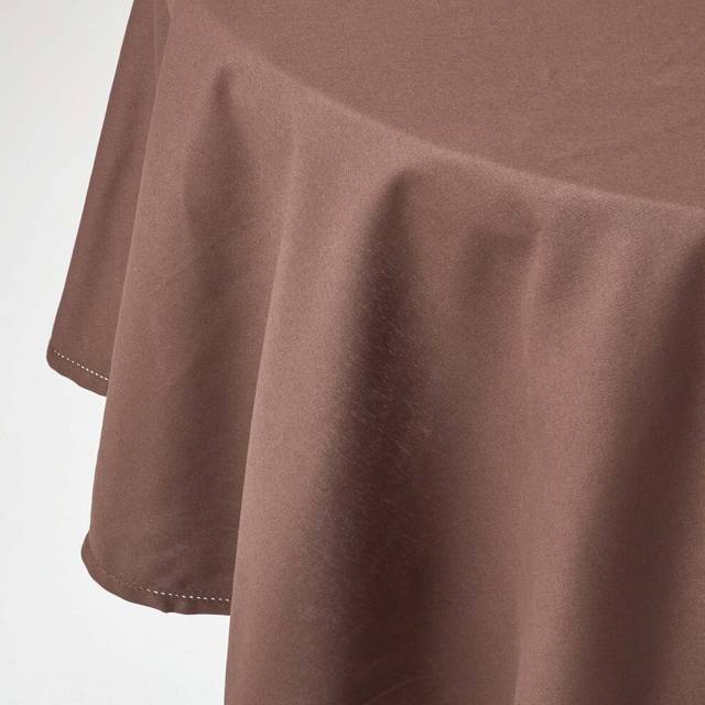 Homescapes Plain Cotton Chocolate Tablecloth, 70 Inches Round - Brown