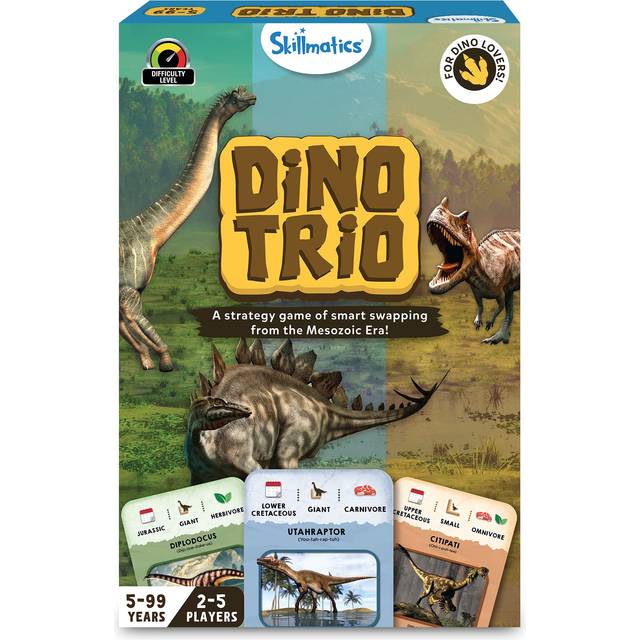 Skillmatics Card Game - Dino Trio  A Smart Swapping Dinosaur Themed Strategy Game for Kids  Teens & Adults
