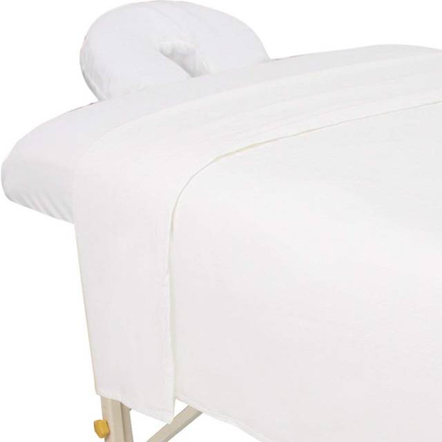 ForPro Premium Flannel 3-Piece Massage Sheet Set  White  for Massage Tables  Includes Massage Flat Sheet  Massage Fitted Sheet  and Massage Fitted Fac