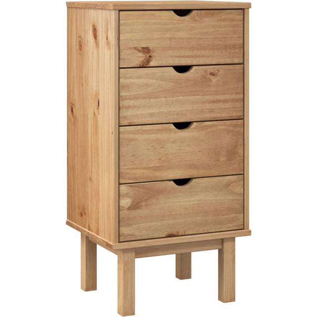 vidaXL Drawer Cabinet OTTA 45x39x90cm Solid Wood Pine - Brown