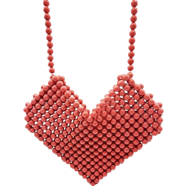 Womens Beaded Heart Crossbody Bag in Vintage Pink - One Size