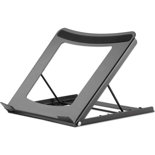 Manhattan Laptop and Tablet Stand Adjustable (5 positions) Suitable for all tablets and laptops up to 15.6" Portable and Lightweight Steel Black Lifetime Warranty