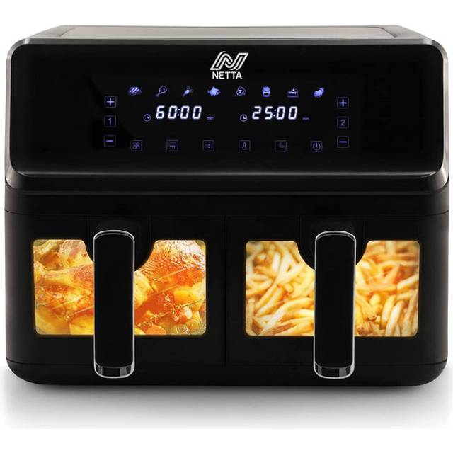 NETTA 8L Dual-Basket Air Fryer with Digital Smart Programmes