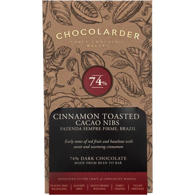 Chocolarder Cinnamon-toasted Cacao Nib Dark Chocolate Bar 70g - BROWN