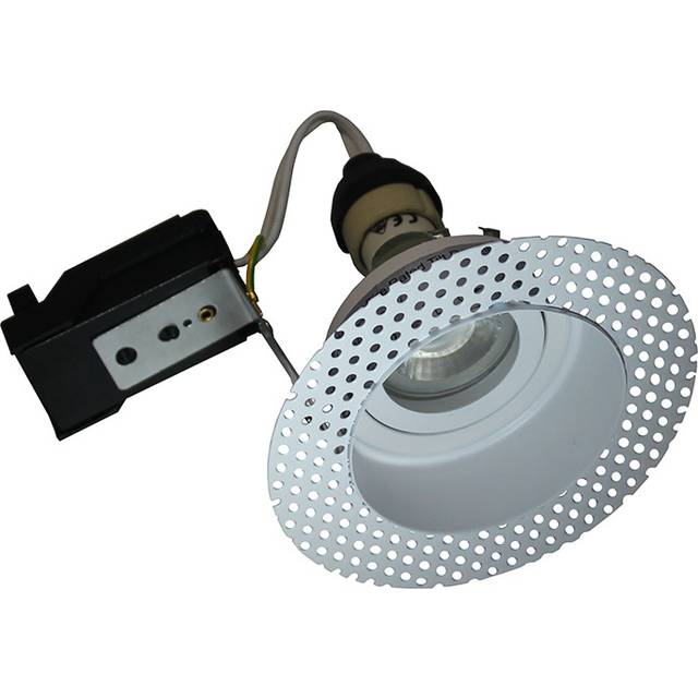 Trimless Plaster-In Tiltable Downlight - White