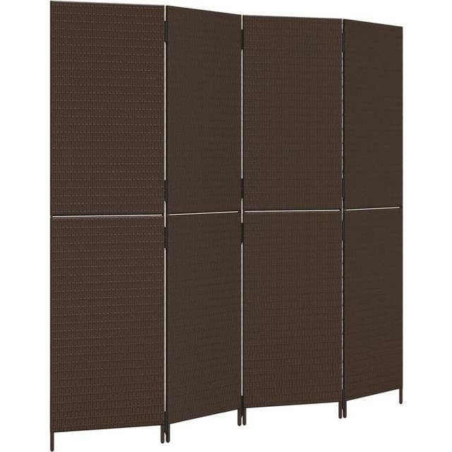 vidaXL Room Divider 4 Panels Brown Poly Rattan