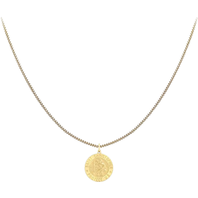 IBB 9ct Gold St Christopher Pendant Necklace, Gold