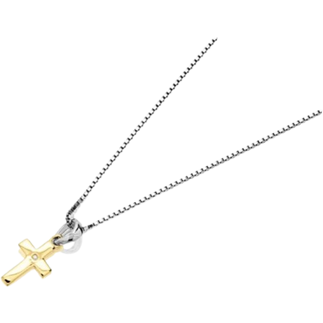 D For Diamond Gold Plated Silver Children's Cross And Chain - D8547
