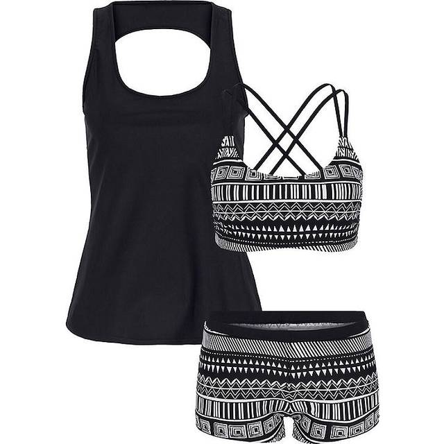 bonprix Three Piece Bikini Set - Black / White