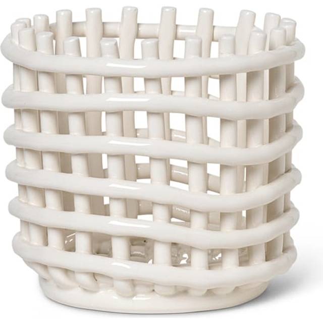 Ceramic Basket Off-white, 14,5 cm