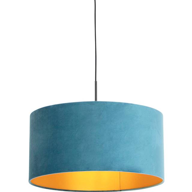 Pendant Light with Velvet Shade Blue with Gold 50 cm - Combi