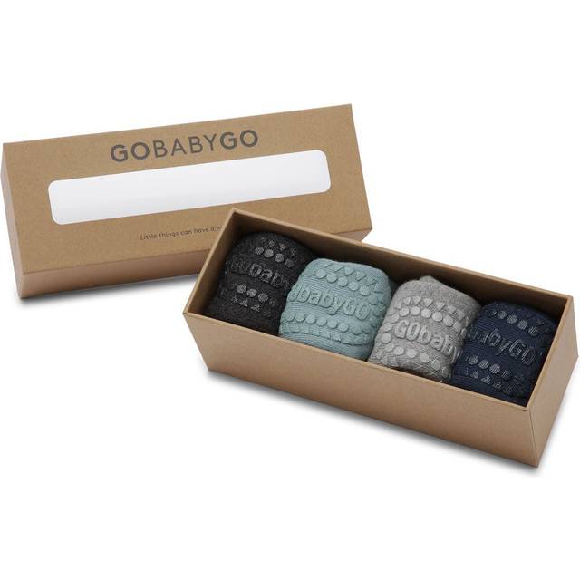 GoBabyGo Strumpor m. Halkskydd - 4-Pack - Blå/Grå - GoBabyGo - 17/19 - Strumpor