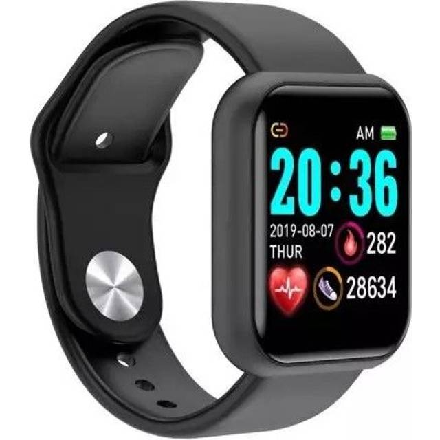 Smartklocka D20 Plus, Android, iOS, pulsmätare, stegräknare, blodtryck - Svart