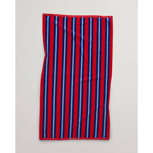 Gant Home - Stripe Strandhandduk 100x180 Cm Bright Red - Klarröd
