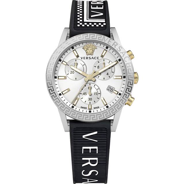 Versace, Accessoarer, Dam, ONE Size, Sport Tech Chronograph Klocka Svart Vit - gray (ONE SIZE)