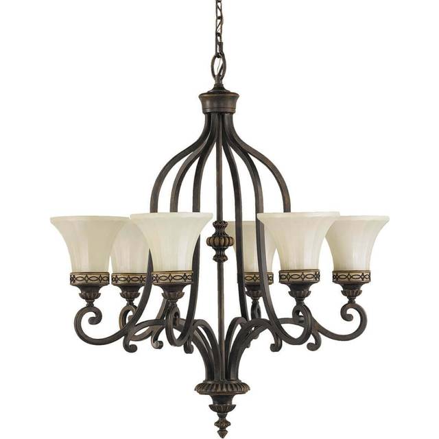 Elstead - Drawing Room - 6 Light Multi Arm Chandelier Walnut Finish, E27