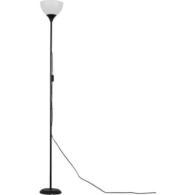 Modern Gloss Black Uplighter Floor Lamp with a White Shade
