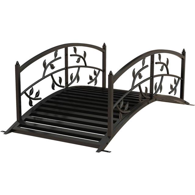 Outsunny 1.2m Bridge w/ Safety Railings - Vine in Black, Black