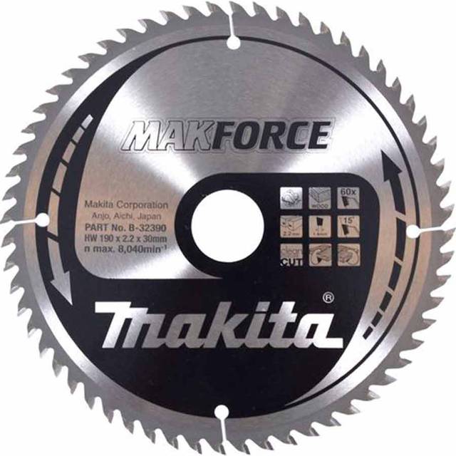 Makita MAKFORCE Circular Saw Blade for Wood Cutting 190mm 40T 15.8mm
