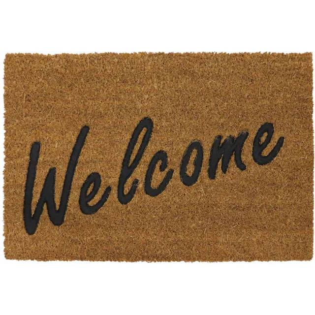Rubber Embossed PVC Backed Coir Doormat 40x60cm Welcome - Natural - 40cm x 60cm