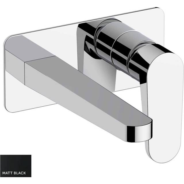 Rak Ischia Wall Mounted Basin Mixer Tap with Back Plate - Matt Black