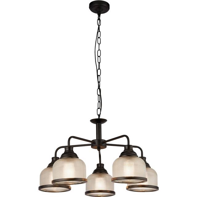 Searchlight 1685-5BK Highworth 5 Light Pendant Black Metal Holophane S