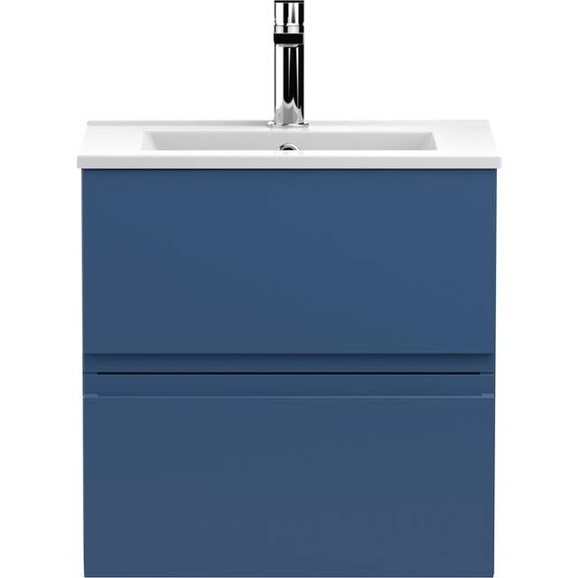 Hudson Reed Urban Wall Hung 2-Drawer Vanity Unit with Basin 2 Satin Blue - 500mm Wide