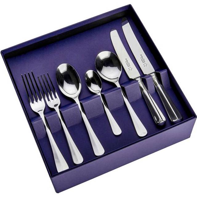 Arthur Price of England Sovereign Silver Plate Rattail 24 Piece Cutlery Box Set