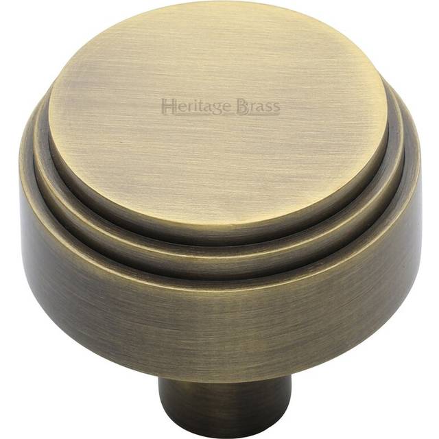 Heritage Cabinet Knob Round Deco Design - Antique Brass (3.7cm H x 3.8cm W x 3.8cm D)