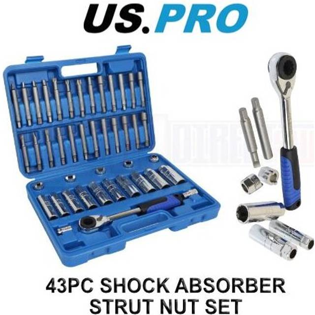 US PRO Tools 43pc Shock Absorber Strut Nut Go-thru Socket & Ratchet Set 7148