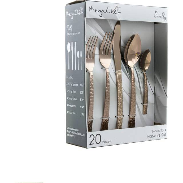 MegaChef Silverware Utensil Flatware Set, 20 Piece, Rose Gold