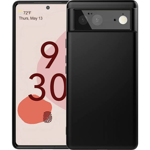 Google Pixel 6a Gummibelagd Mattsvart Silikon Skal med Kameraskydd