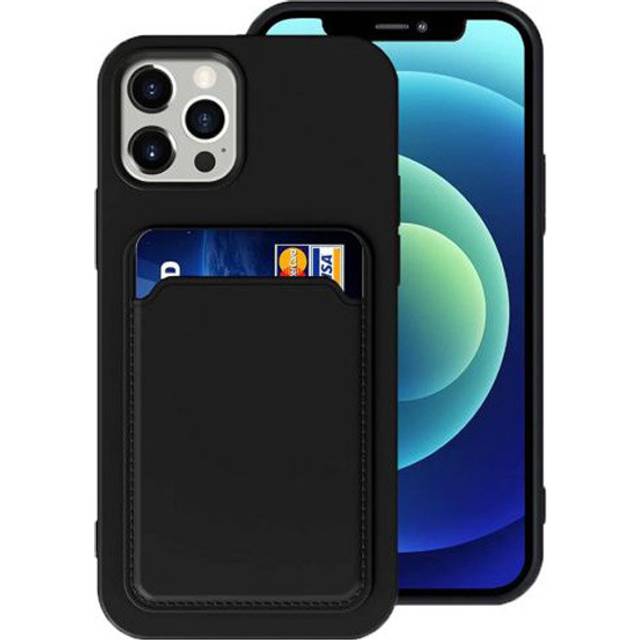 iPhone 12/12 Pro Silikonskal med Korthållare - Svart