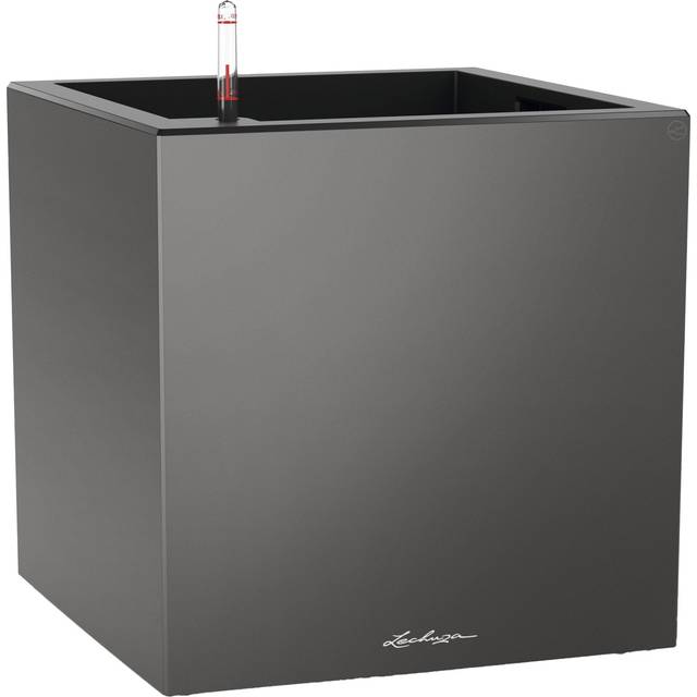 Canto Low Square Self-Watering Planter - Charcoal metallic - Grey
