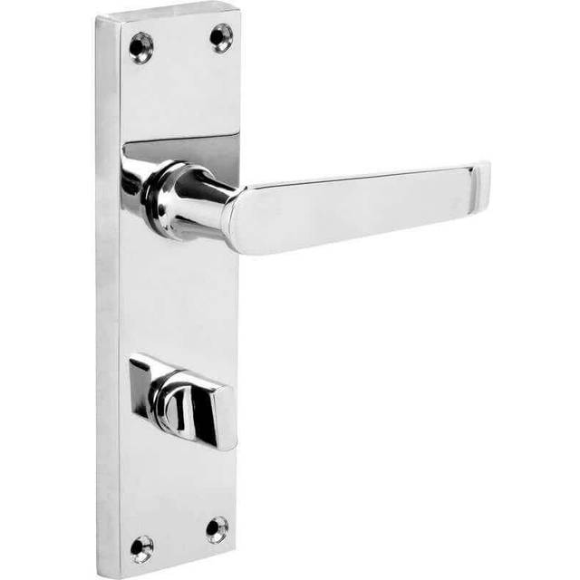 Hiatt Victorian Straight Door Handles Bathroom Polished (Pair) in Chrome Zinc