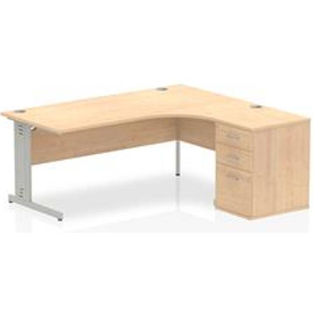 Impulse 1800 Right Crescent Desk Maple Cable Managed + Desk High Ped