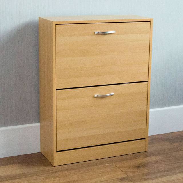 Vida Designs Pine Effect 2 Drawer Shoe Cabinet - Wood - 80 x 60 x 24cm