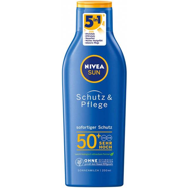 NIVEA SUN Protect & Moisture Lotion SPF50+ (200ml), Moisturising Suncream with SPF50+, Advanced Sunscreen Protection, Water-Resistant Suncream