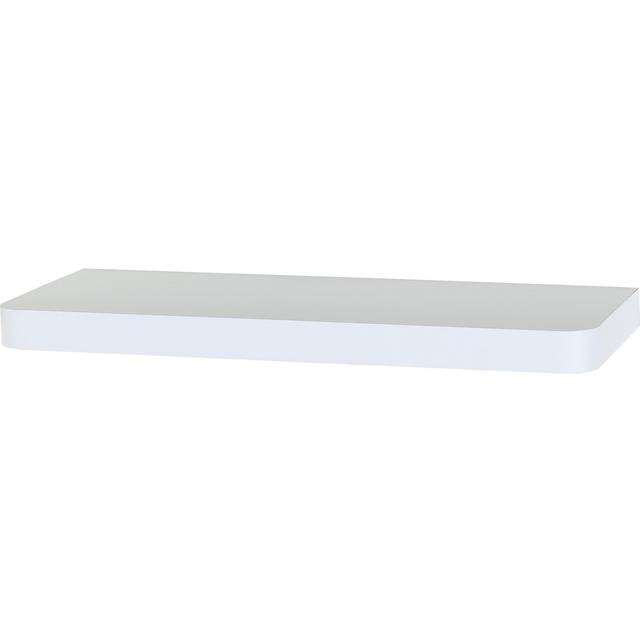 Floating Narrow Wall Shelf, Rounded Front Corners, Foiled Finish - White (3.8 cm H x 80 cm W x 14.5 cm D)