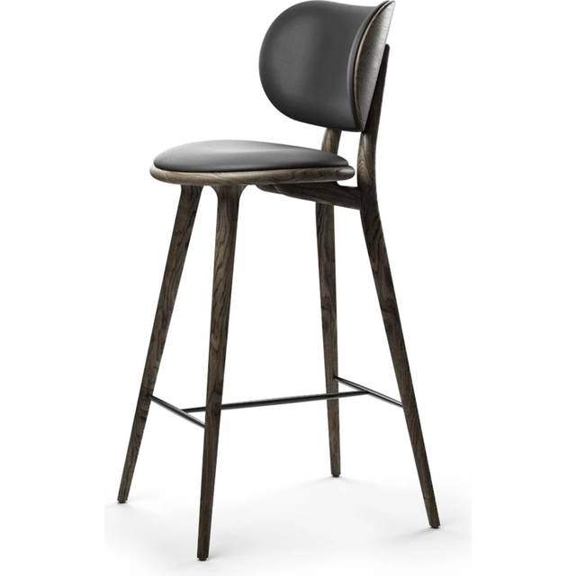 Mater Mater High Stool Backrest barstool high leather black, sirka grey oak stand