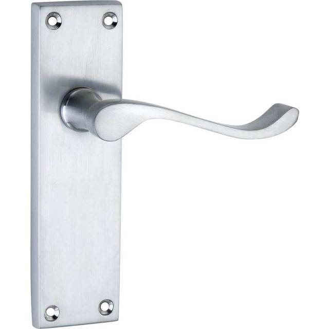 Unbranded Victorian Scroll Door Handles Latch Satin (Pair) in Silver Zinc Alloy