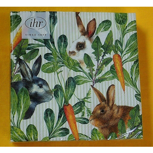 Hasen und möhren green easter rabbit paper lunch napkins 3 ply 33 cm square