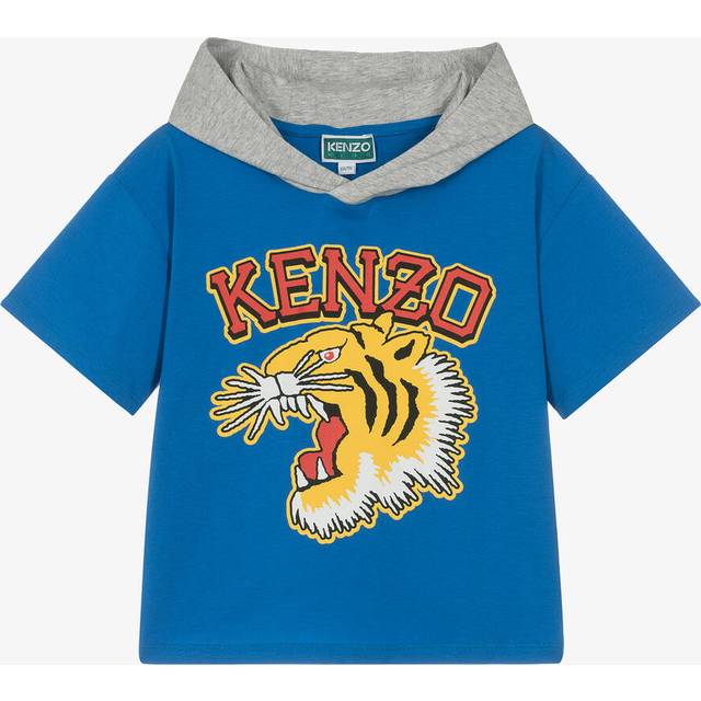 Kenzo, T-Shirts, unisex, Blue, 14 Y, Roaring Tiger Hooded T-Shirt