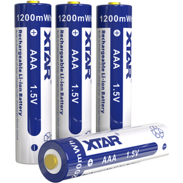 Xtar 1.5V AAA 800mAh Lithium Rechargeable Batteries | 4 Pack