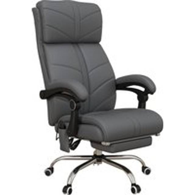 Vinsetto Massage Office Chair for Home Office with Heat - Ergonomic Computer Desk Chair with Footrest - PU Leather Chair for Adults - Grey | TJ Hughe