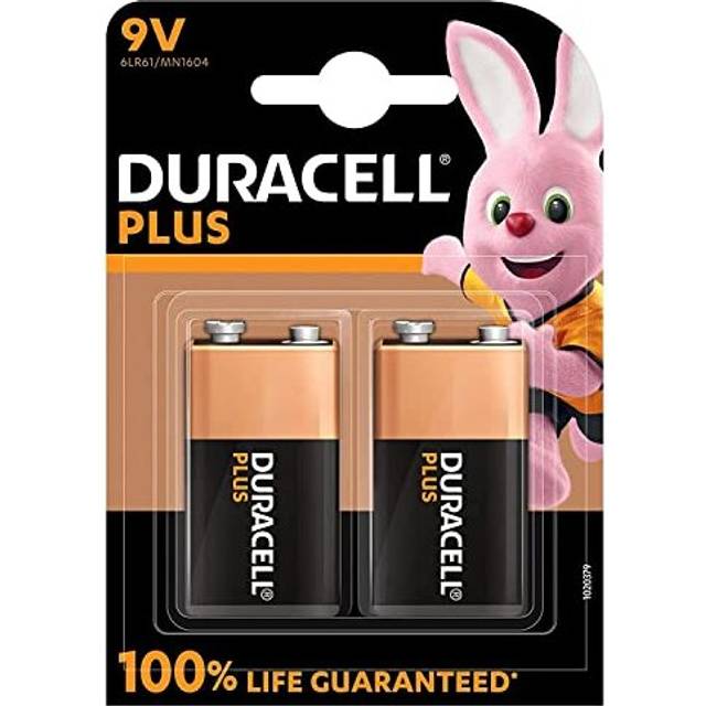 Plus 9V Batteries (2 Pack) - Alkaline - 100% Life Guaranteed - Reliability For Everyday Devices - 0% Plastic Packaging - 5 Year Storage - 6LR61 MN1604