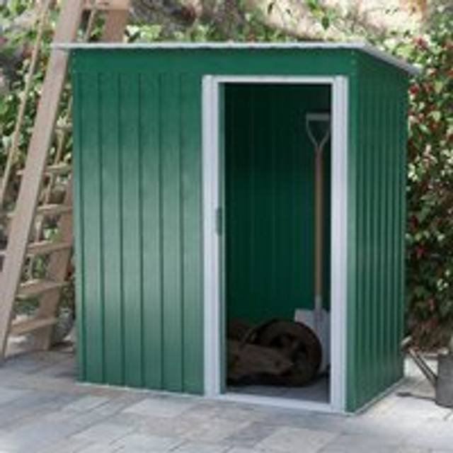 Outsunny 5x3ft Garden Storage Shed w/ Sliding Door - Green, Green